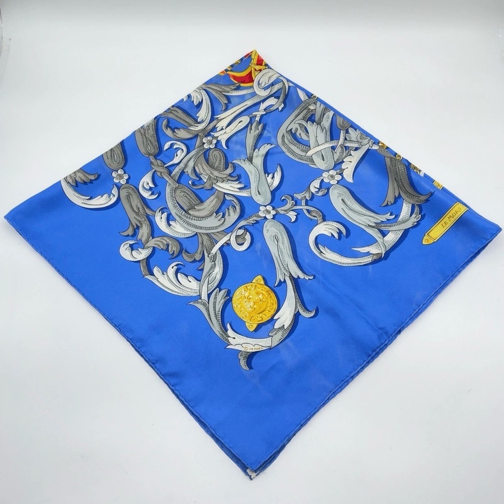 HERMES Vintage Rare Collectible Carre 90 Equestrian 100% Silk Scarf Blue - Picture 7 of 12